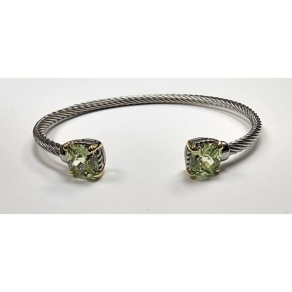 Peridot Sterling Silver Twisted Cable Bangle Bracelet - Picture 2 of 4